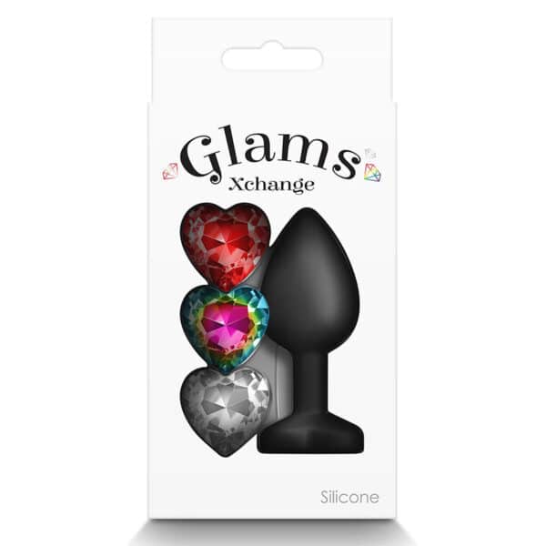 Glams silikon buttplugg med krystall hjerte