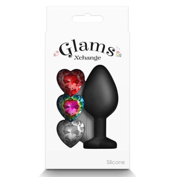 Glams silikon buttplugg med krystall hjerte